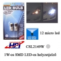 Helyzetjelző izzó, SMD LED-es, Fehér, (T10), (2db)