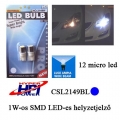Helyzetjelző izzó, SMD LED-es, Kék, (T10), (2db)